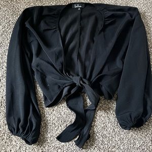 Lulus - cropped tie front top, like new!